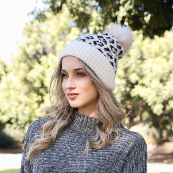 Leopard Knit Beanie