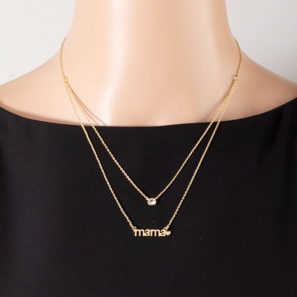 14K Gold Dipped Layered Mama Cz Necklace