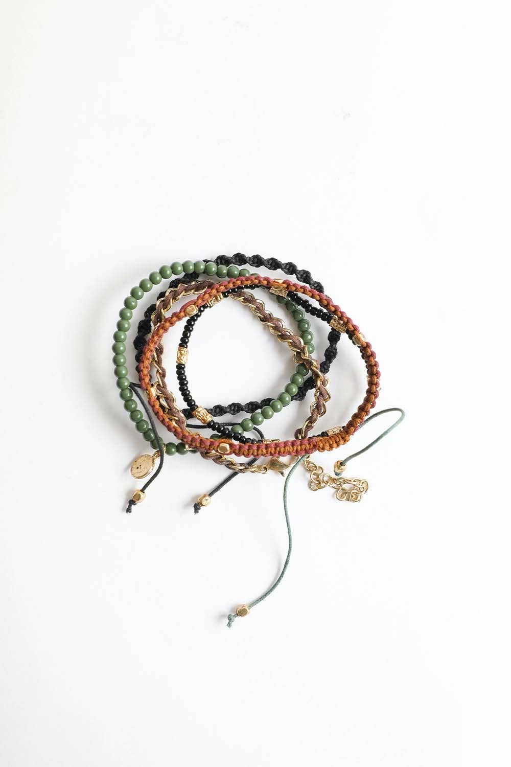 Bead and Woven Cord Bracelet