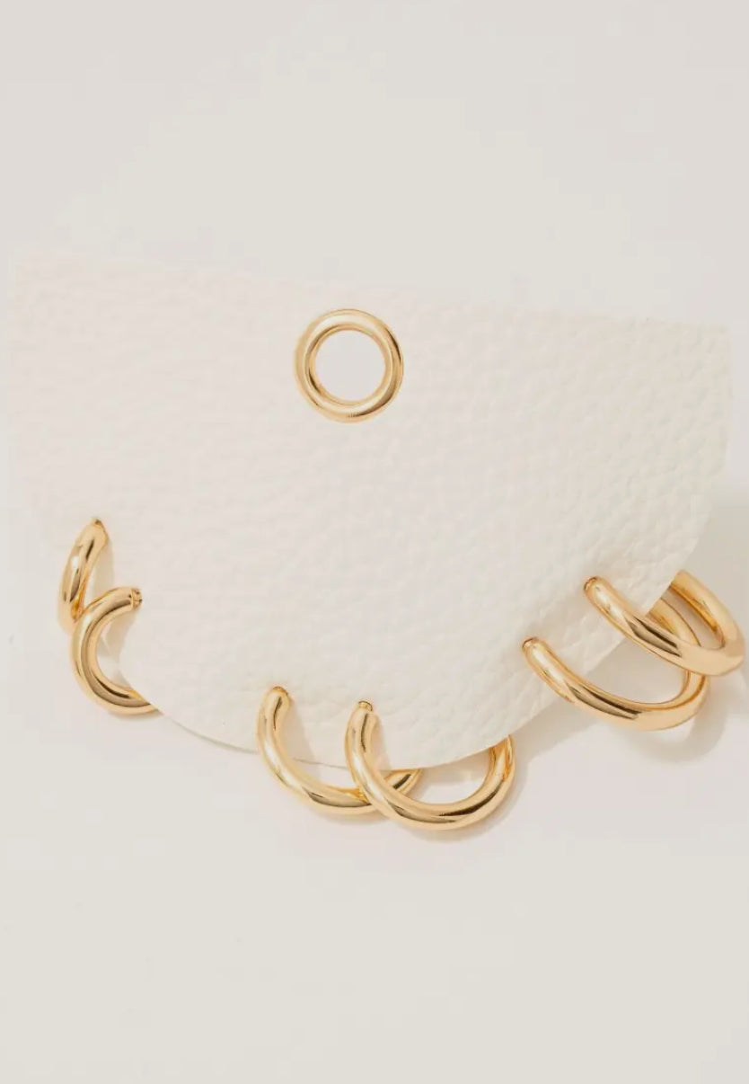 3pc Thick Tube Hoop Earring Set