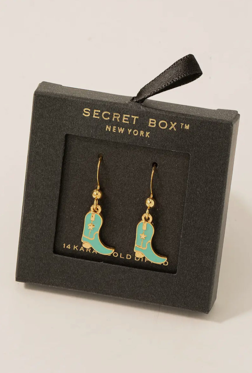 Secret Box Cowboy Boot Earring