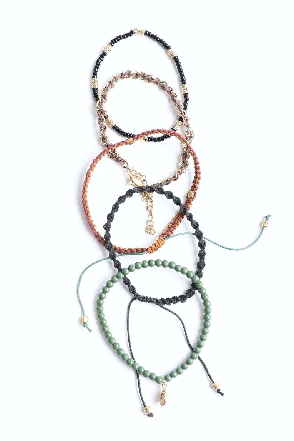 Bead and Woven Cord Bracelet