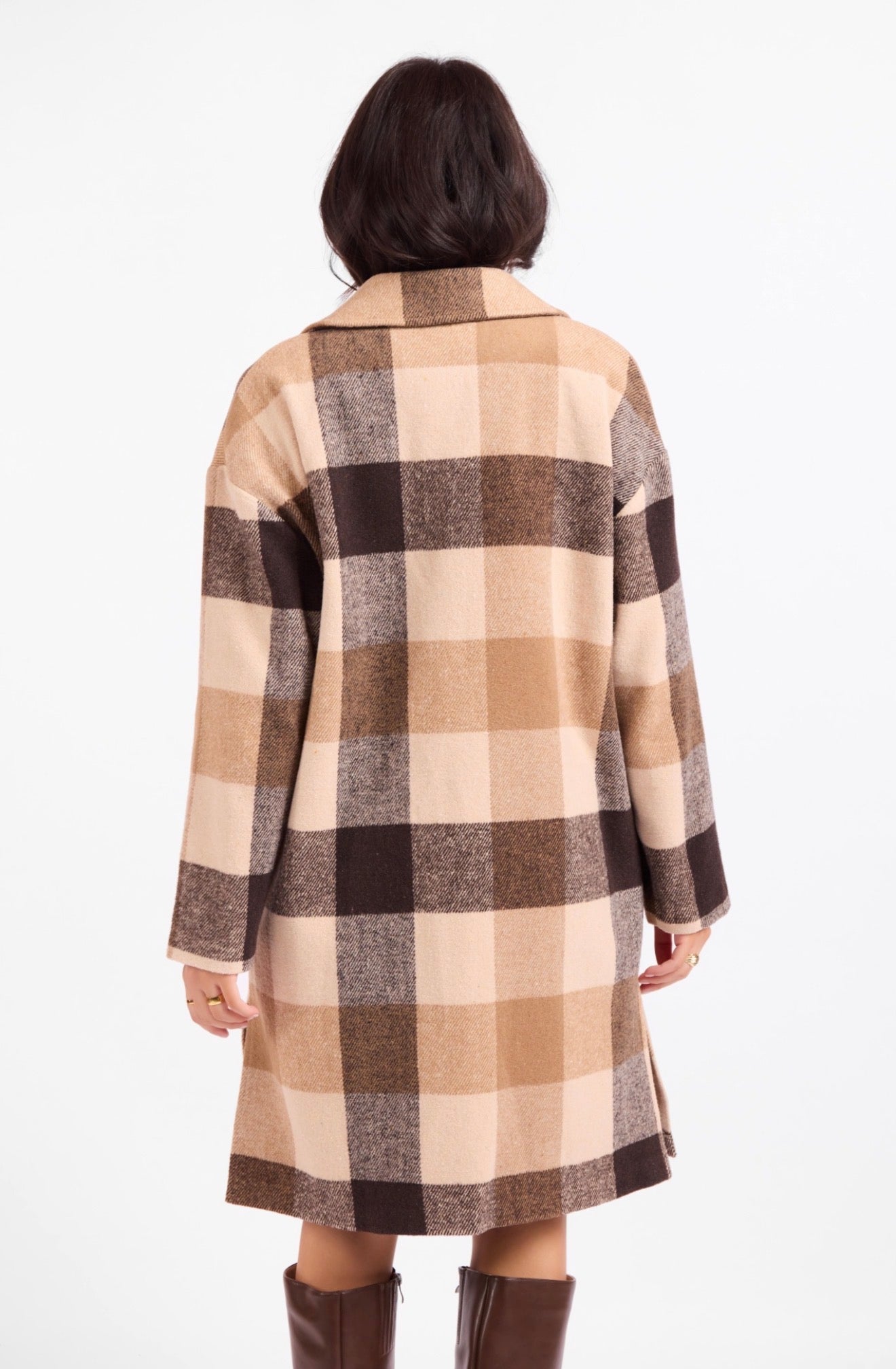 Chrissy Plaid Open Coat