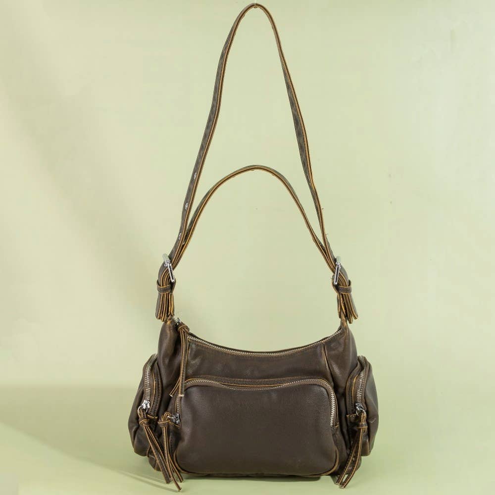 Multi Pocket Leather Shoulder Bag