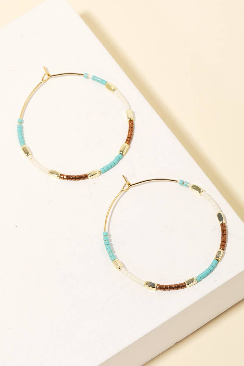 Multi Bead Wire Hoop Earrings
