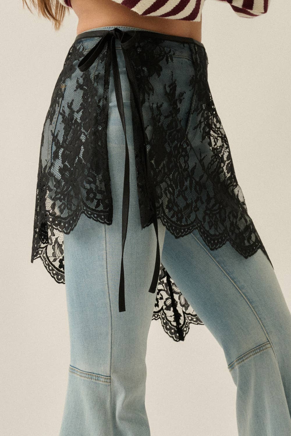 Jillian Sheer Lace Apron Mini Skirt