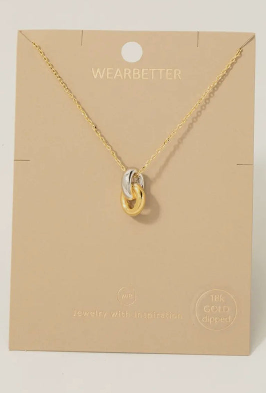Two Tone Ring Link Necklace
