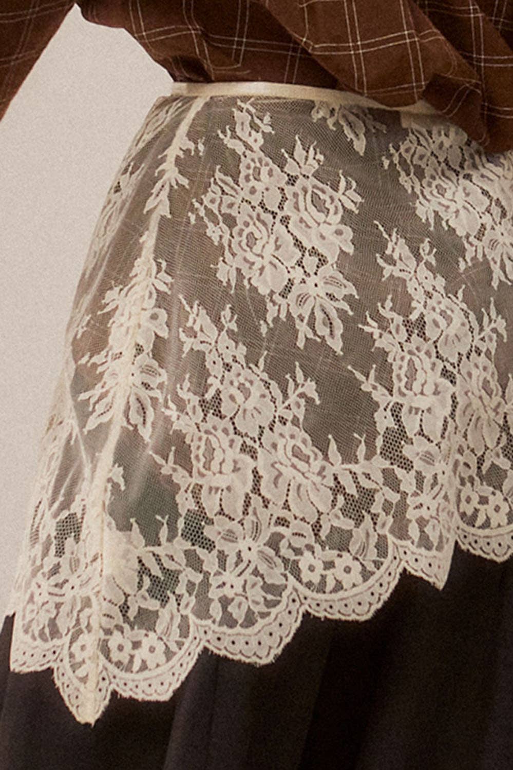 Jillian Sheer Lace Apron Mini Skirt