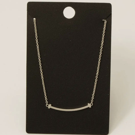 Curved Bar Pendant Necklace