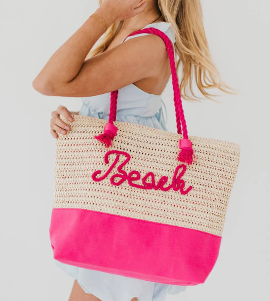 Beach Raffia Tote Bag