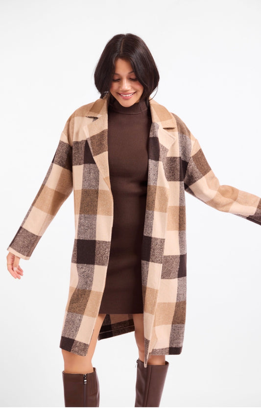 Chrissy Plaid Open Coat