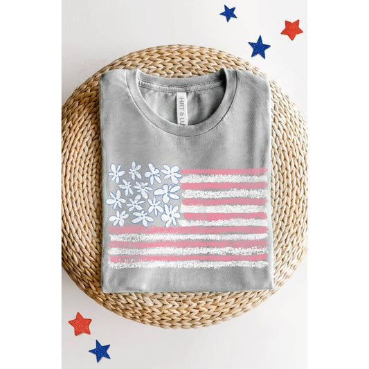 American Flag Floral Tee