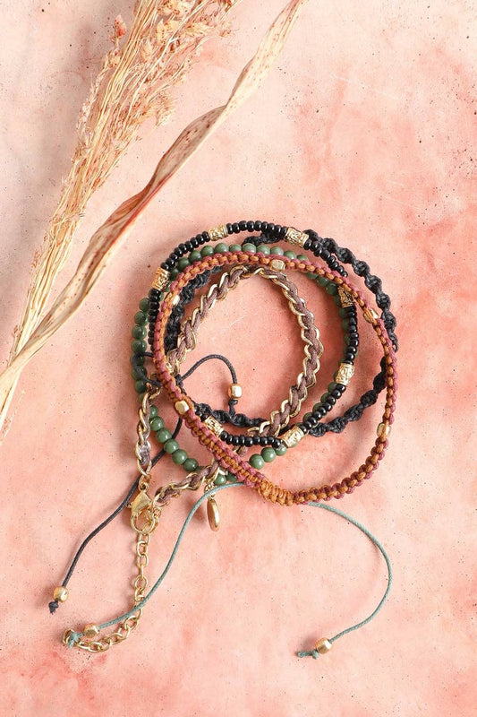 Bead and Woven Cord Bracelet
