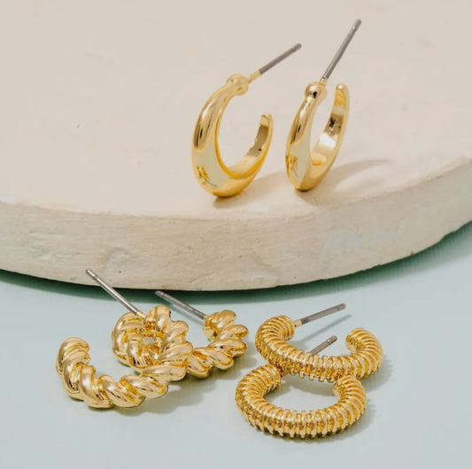 Gold Dipped Hoop Earring Set