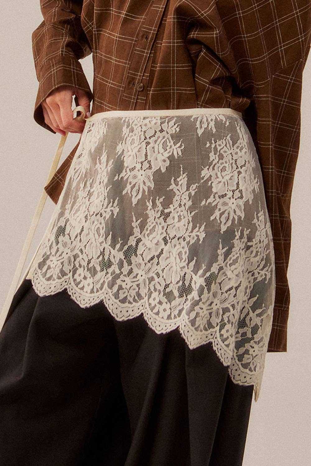 Jillian Sheer Lace Apron Mini Skirt