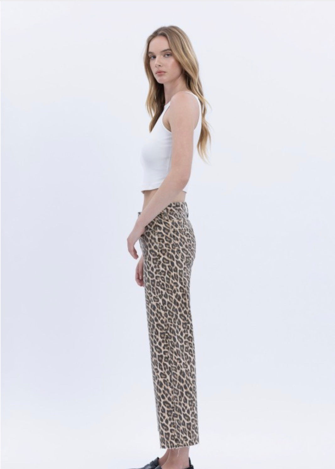 Leopard HR Crop Denim