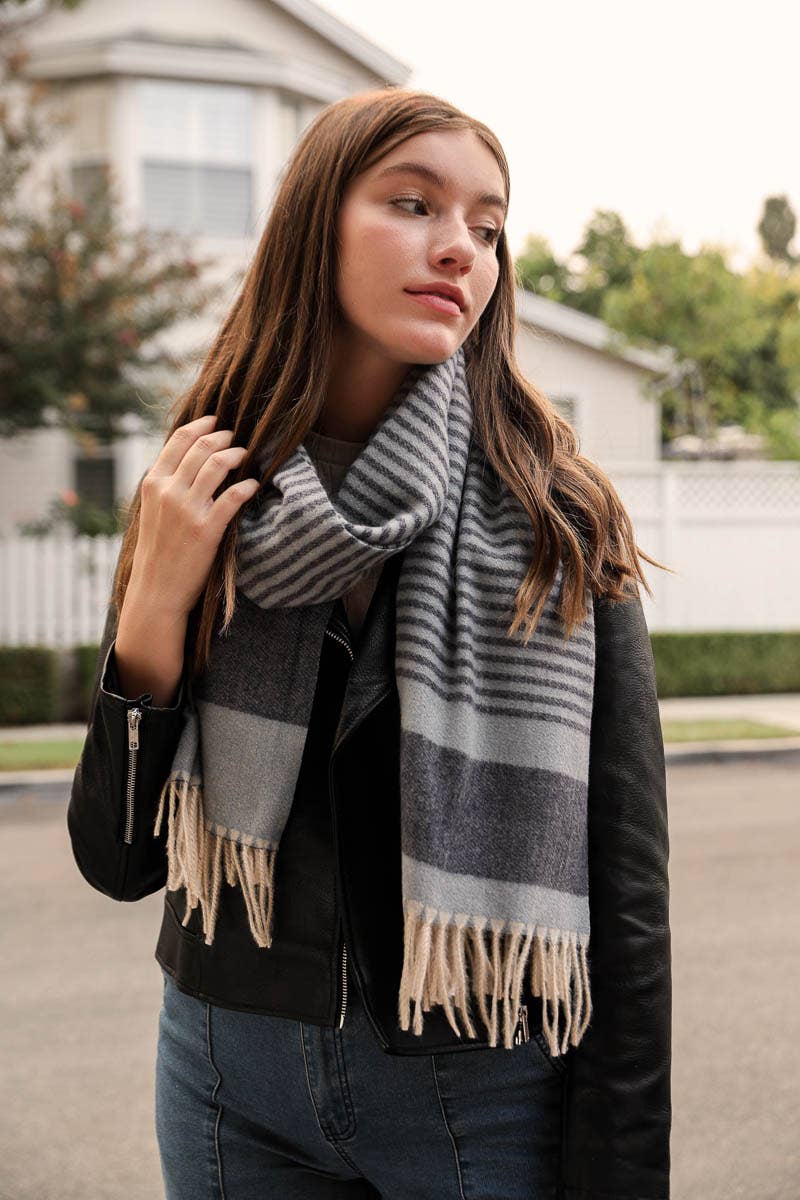 Stripe Tassel Scarf