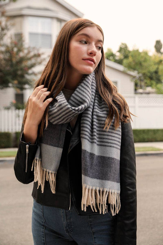 Stripe Tassel Scarf