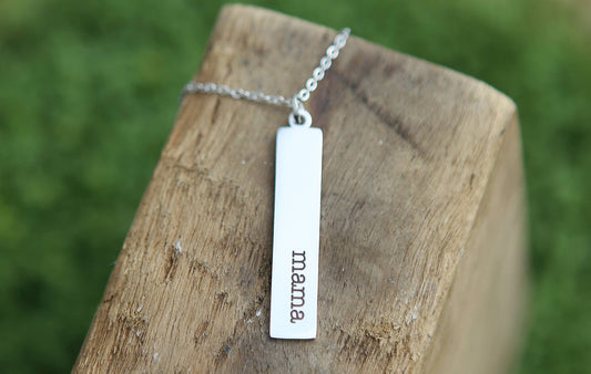 Mama Engraved Bar Necklace