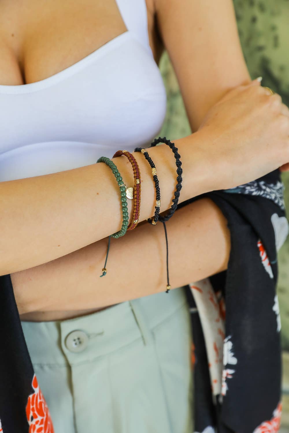 Bead and Woven Cord Bracelet