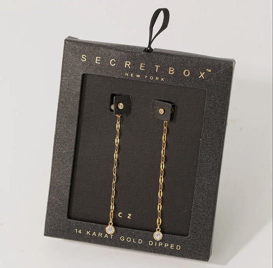 Secret Box Dainty Chain Stud Drop Earrings