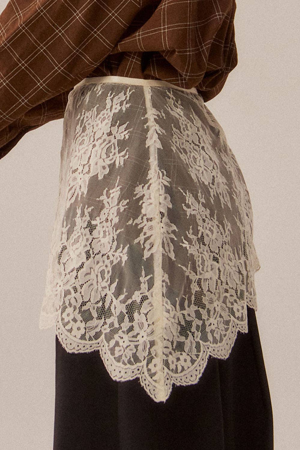 Jillian Sheer Lace Apron Mini Skirt