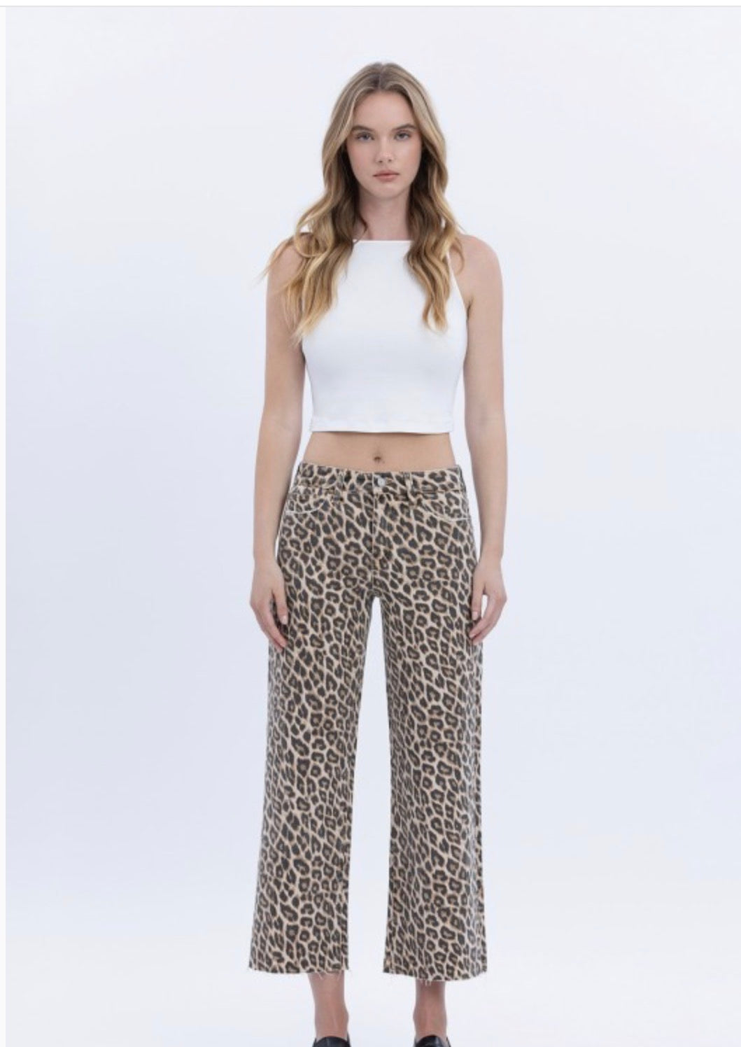 Leopard HR Crop Denim