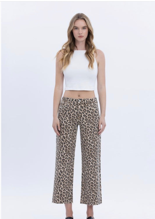 Leopard HR Crop Denim