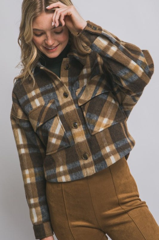 Aubrey Crop Plaid Jkt