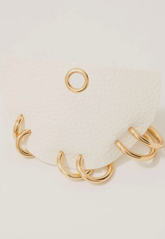 3pc Thick Tube Hoop Earring Set