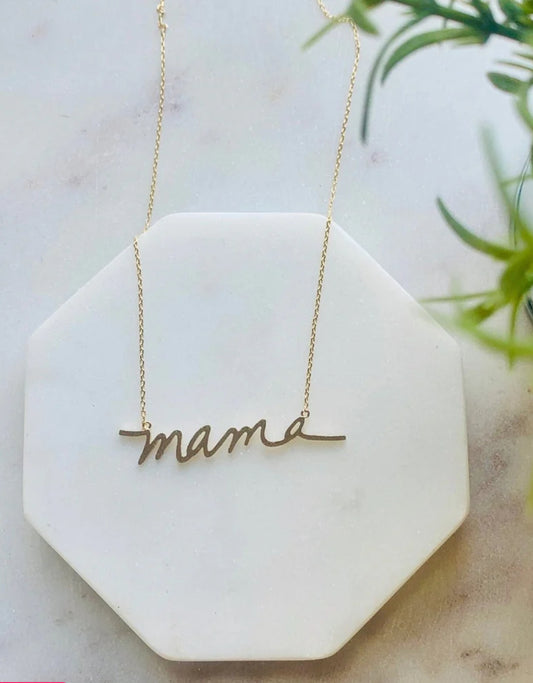 Mama Script Necklace