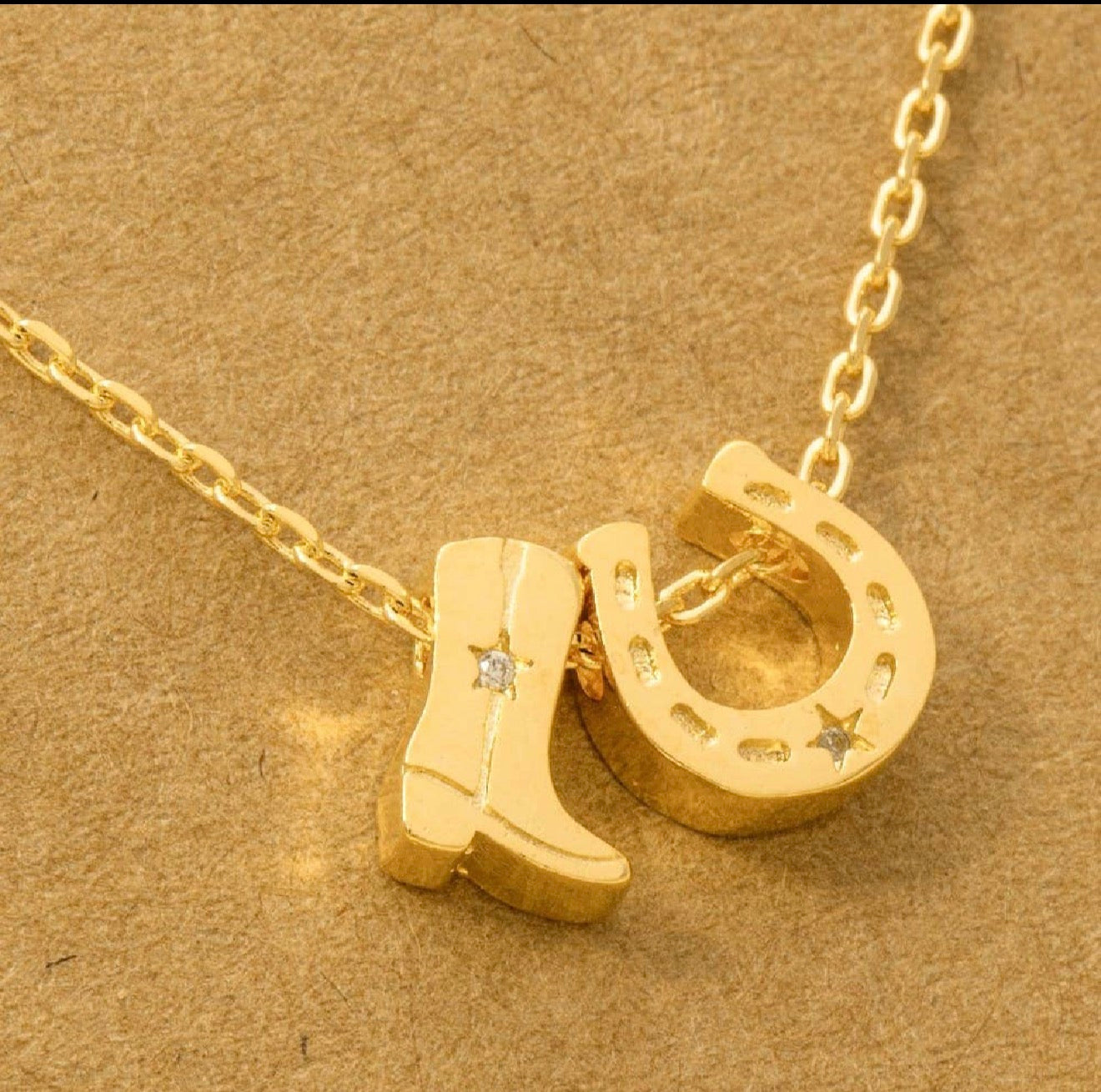 Cowboy Boot Horse Shoe Necklace