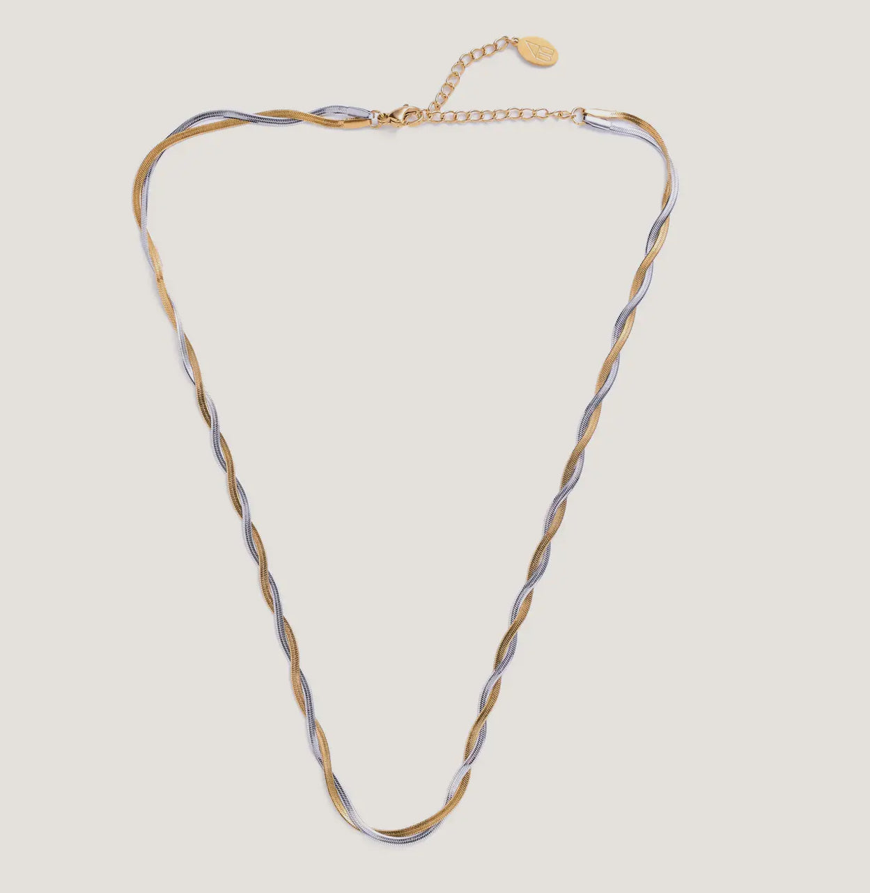 Mixed Metal Herringbone Necklace