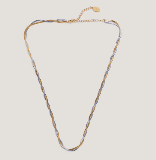 Mixed Metal Herringbone Necklace