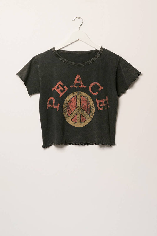 Peace Sign Crop Graphic Tee