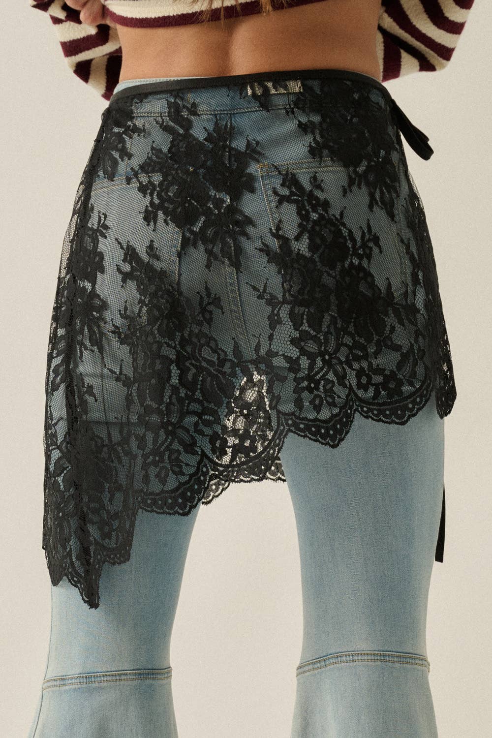 Jillian Sheer Lace Apron Mini Skirt