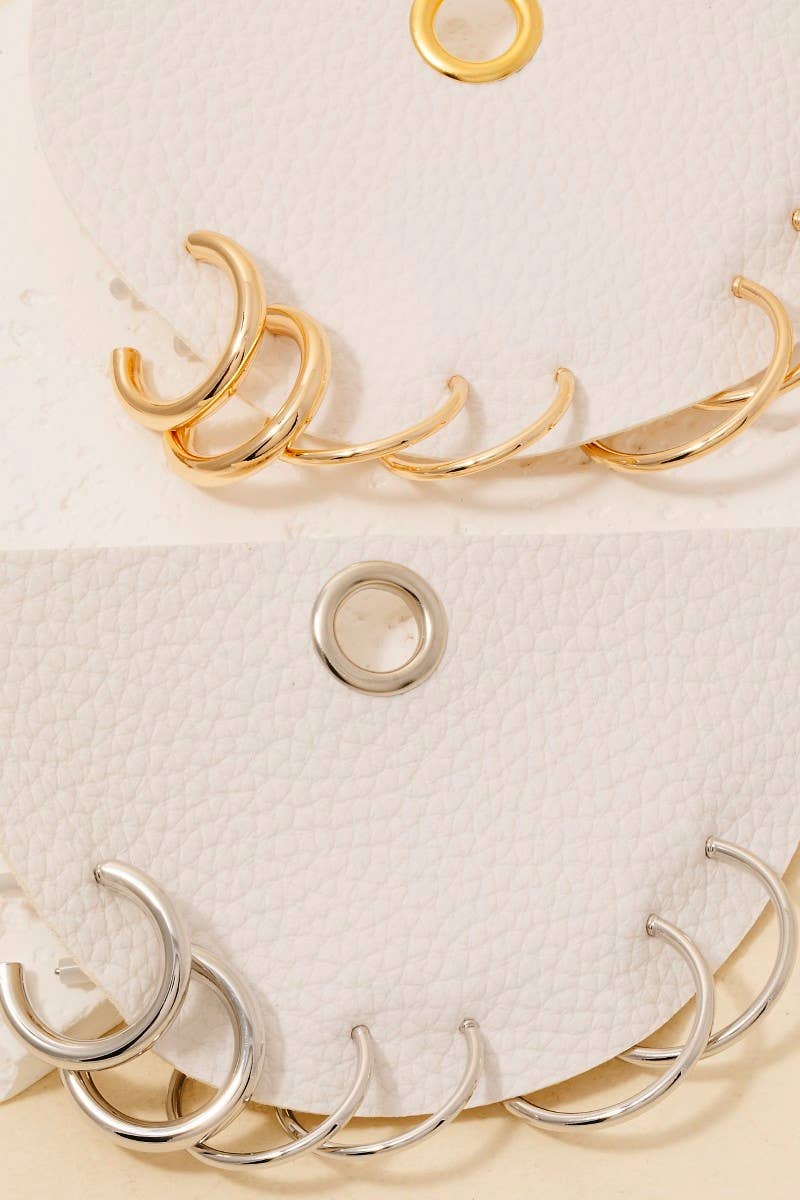 3Pc Dainty Tube Hoop Earrings Set