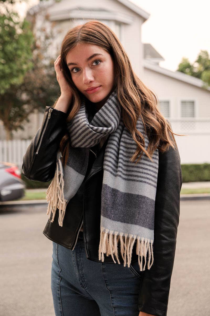 Stripe Tassel Scarf