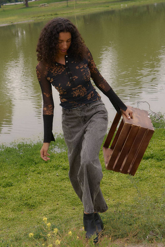 Layla Mesh Henley Top