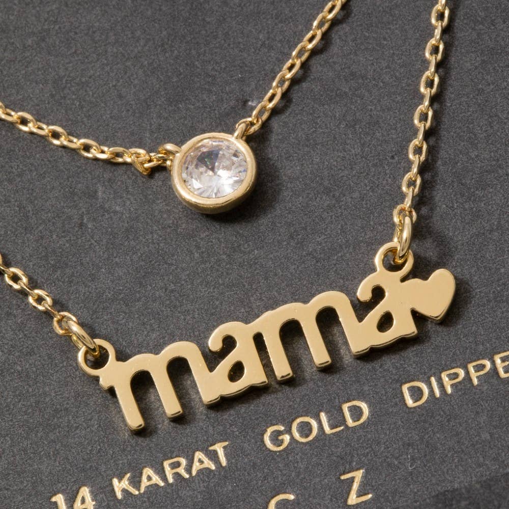 14K Gold Dipped Layered Mama Cz Necklace