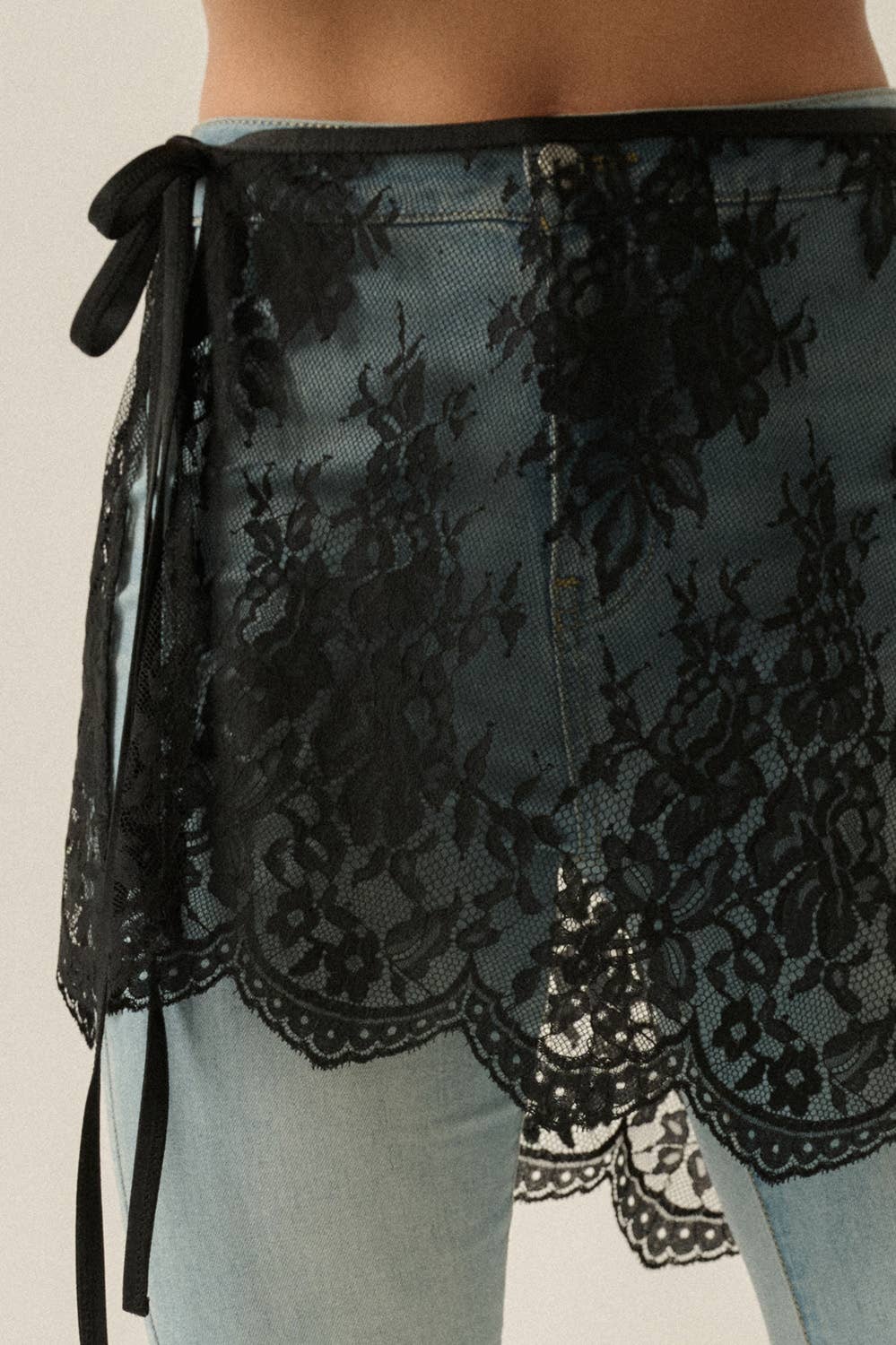 Jillian Sheer Lace Apron Mini Skirt