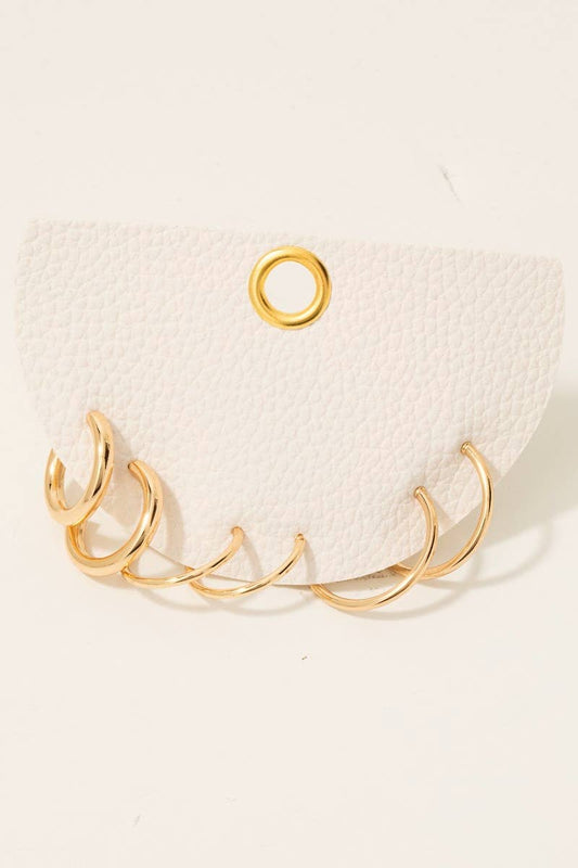 3Pc Dainty Tube Hoop Earrings Set