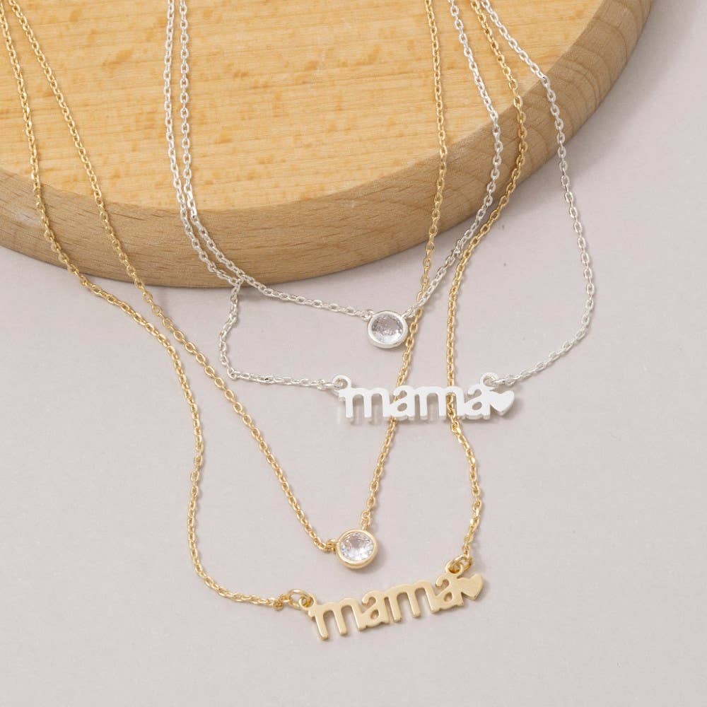 14K Gold Dipped Layered Mama Cz Necklace
