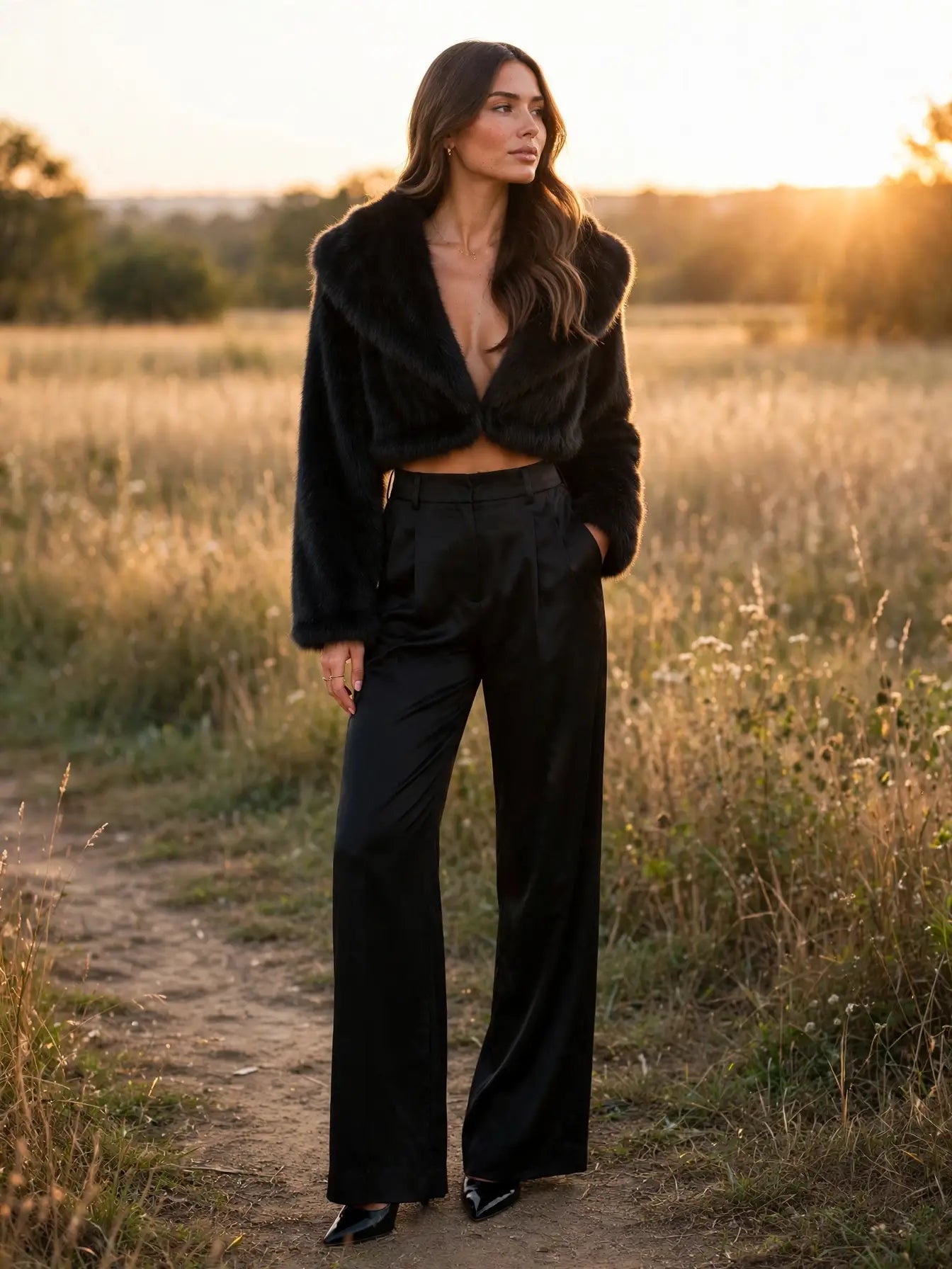 Shannon Cropped Faux Fur Jacket